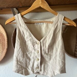 Hollister Linen Lined Vest in Cream Size xs